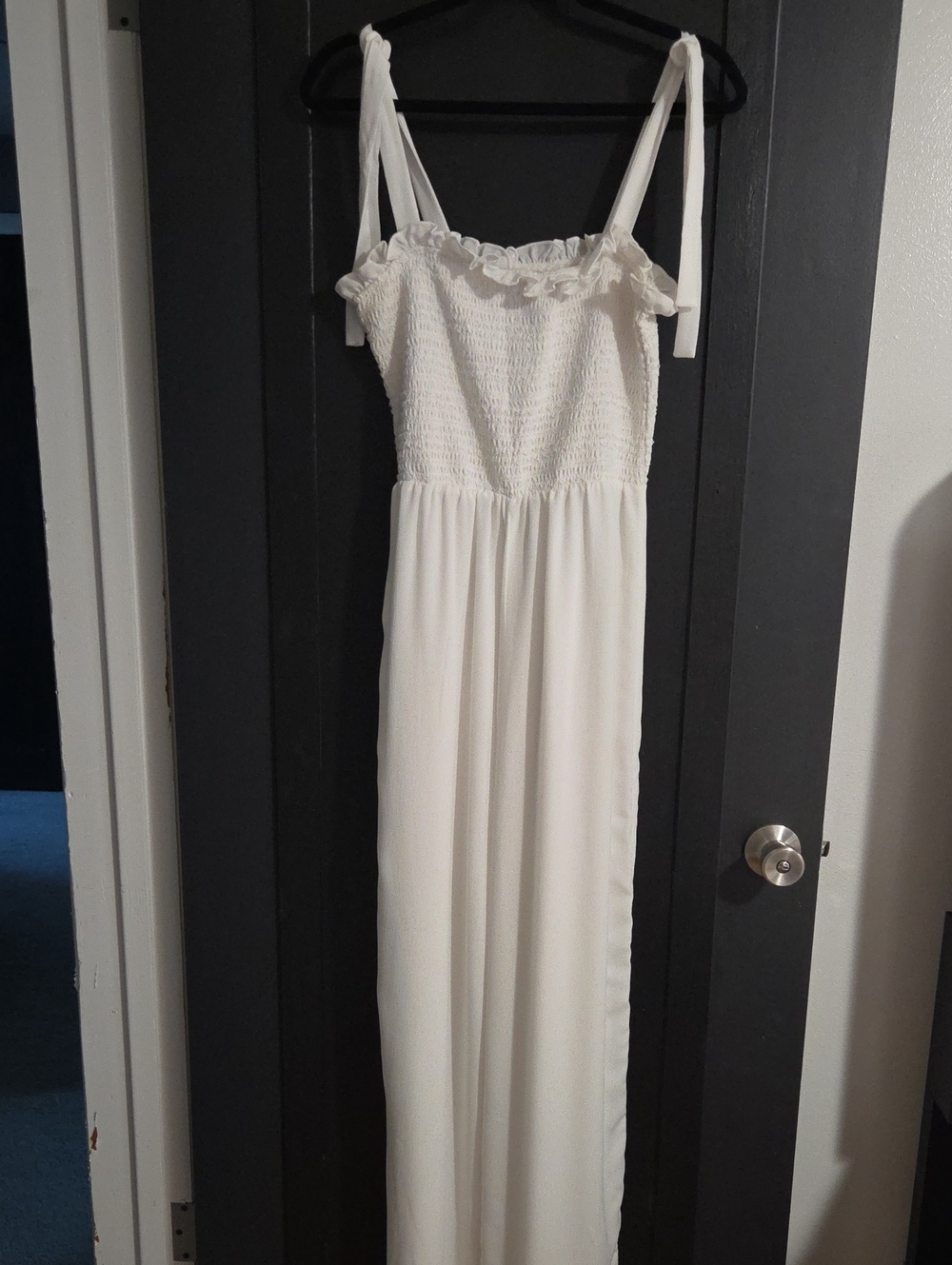 Lulu's Smocked White Jumpsuit